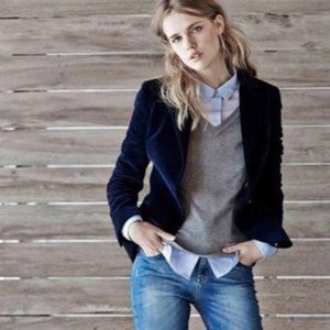 J. Crew Velvet Ecole Blazer Blue